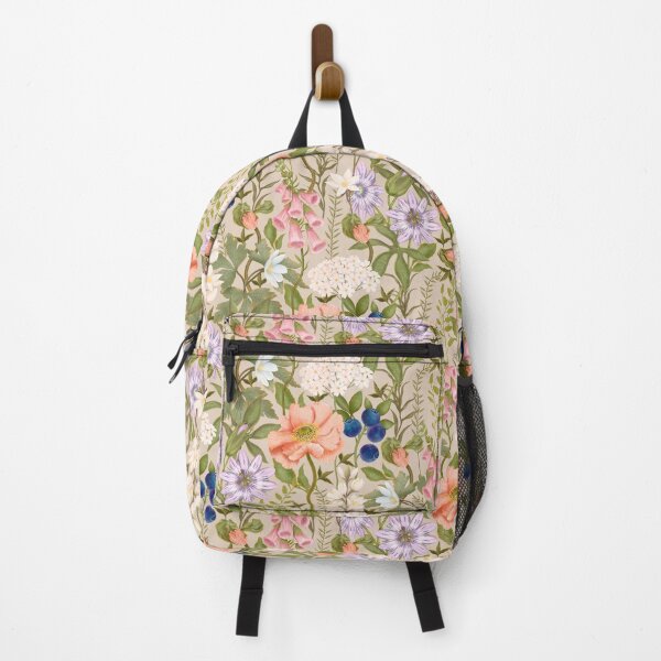 Item preview, Dense seamless botanical pattern on a soft beige background. designed and sold by Grin Katalina Floral Patterns & Cozy Art.