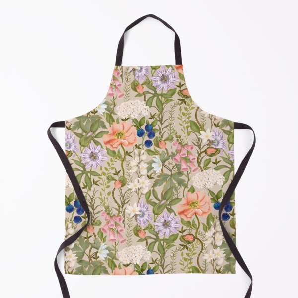 Item preview, Dense seamless botanical pattern on a soft beige background. designed and sold by Grin Katalina Floral Patterns & Cozy Art.