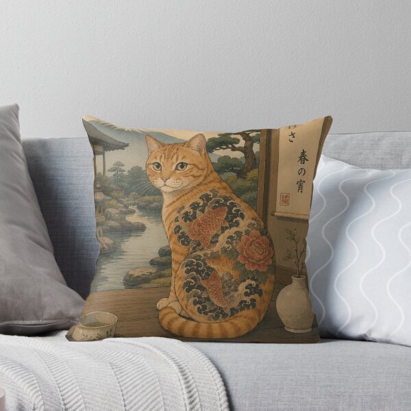 Item preview, Japanese inspired tattooed cat art designed and sold by *~*MagicCorner*~*.