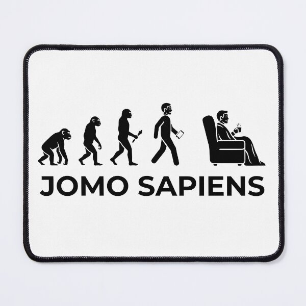 Item preview, JOMO Sapiens Funny Introvert Human Evolution Anti-Fomo White Background designed and sold by Aetherix Studio.