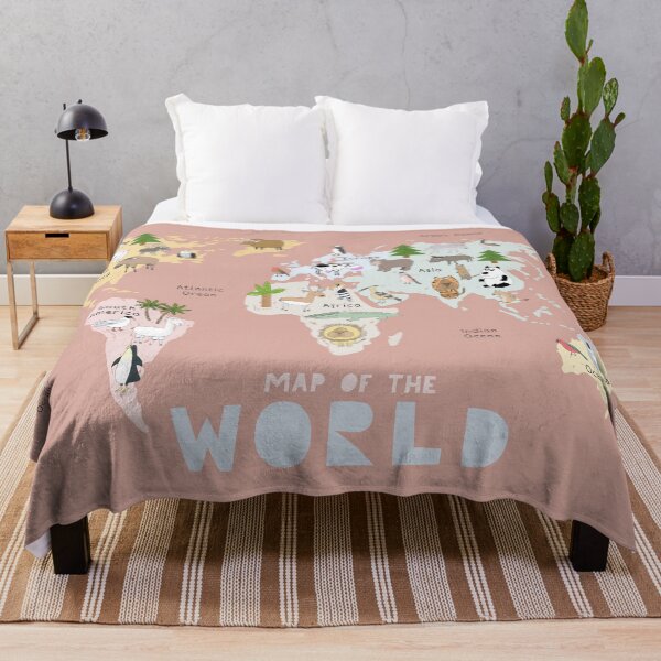 Item preview, World Map Design with Animals, Continents and Oceans designed and sold by Carla Daly.