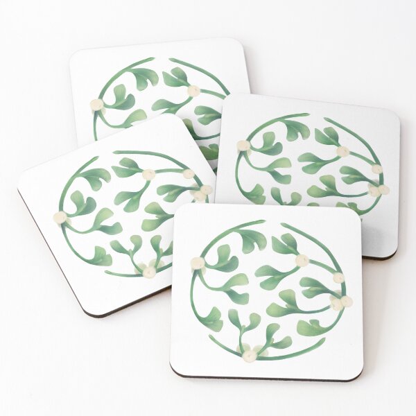 Item preview, illustrated mistletoe sprigs in a harmonious, rounded arrangement designed and sold by Vansn-Design.
