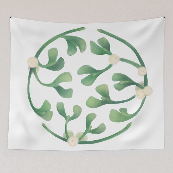 Item preview, illustrated mistletoe sprigs in a harmonious, rounded arrangement designed and sold by Vansn-Design.