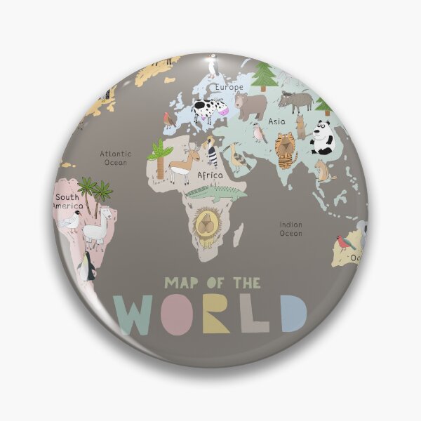 Item preview, World Map Art with Animals, Continents and Oceans designed and sold by Carla Daly.