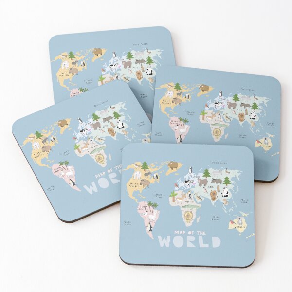Item preview, World Map Illustration with Animals, Continents and Oceans designed and sold by Carla Daly.