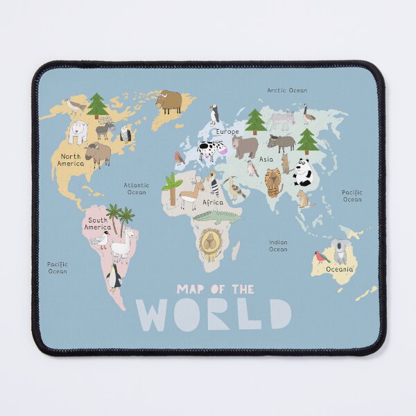Item preview, World Map Illustration with Animals, Continents and Oceans designed and sold by Carla Daly.