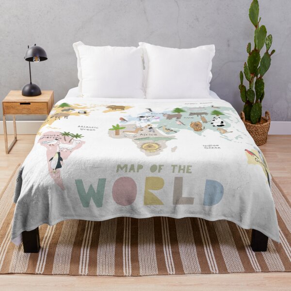 Item preview, Illustrated World Map with Animals, Continents and Oceans designed and sold by Carla Daly.