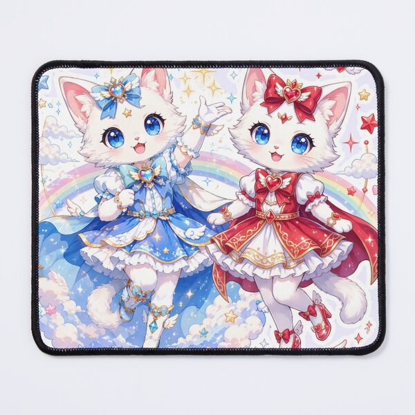 Item preview, Magical Girl Cat Duo Chibi Blue Red Anime Style designed and sold by     NovaCraft.