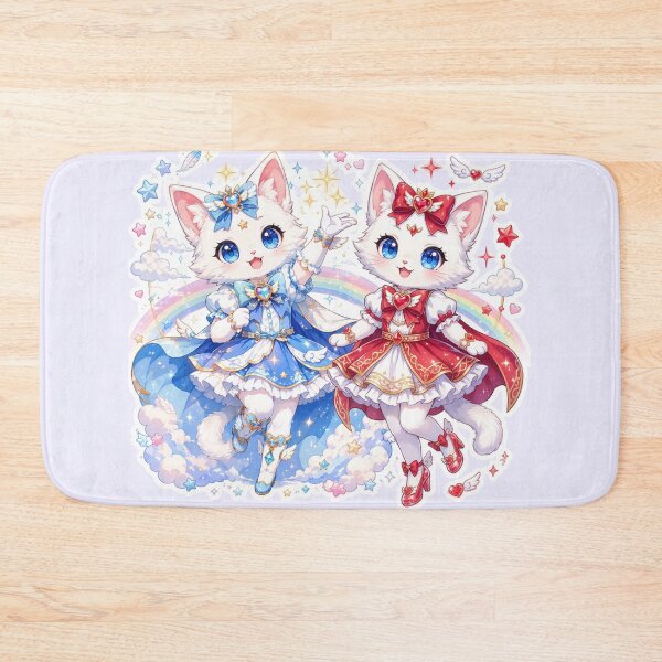 Item preview, Magical Girl Cat Duo Chibi Blue Red Anime Style designed and sold by     NovaCraft.