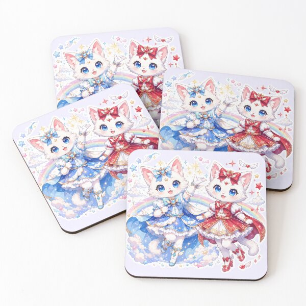 Item preview, Magical Girl Cat Duo Chibi Blue Red Anime Style designed and sold by     NovaCraft.
