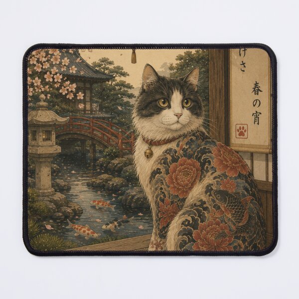 Item preview, Japanese inspired tattooed black and white cat artwork designed and sold by *~*MagicCorner*~*.
