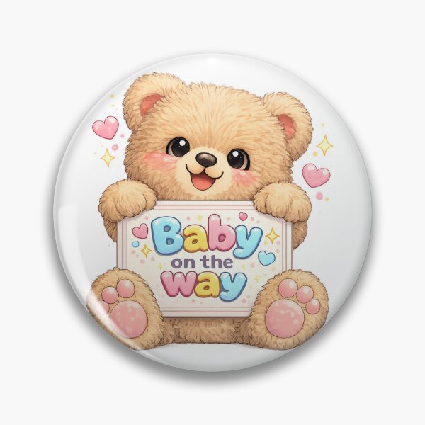 Item preview, Cute Teddy Bear Holding "Baby on the Way" Sign | Baby Shower Kawaii Sticker designed and sold by StickerBloom-4U.