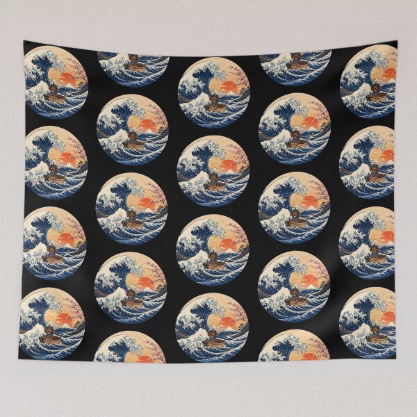 Item preview, Funny Chocolate Dachshund Captain Japanese Kanagawa Wave Japan Boat Mom Dad Kids designed and sold by FurryHavenPH.