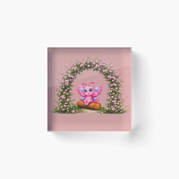 Item preview, Rosie Flutterby enjoying a rest under pink roses designed and sold by Nita Lesley Creates.