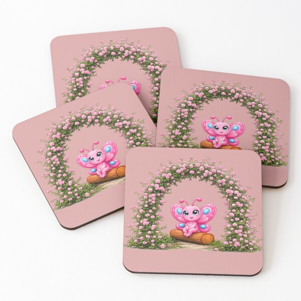 Item preview, Rosie Flutterby enjoying a rest under pink roses designed and sold by Nita Lesley Creates.
