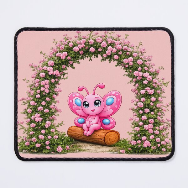 Item preview, Rosie Flutterby enjoying a rest under pink roses designed and sold by Nita Lesley Creates.