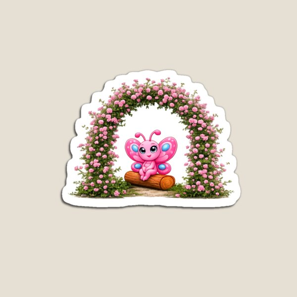 Item preview, Rosie Flutterby enjoying a rest under pink roses designed and sold by Nita Lesley Creates.