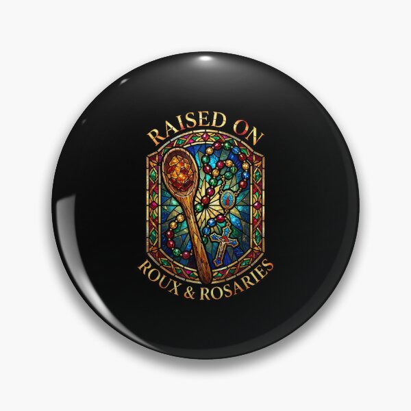 Item preview, Raised On Roux & Rosaries Louisiana Cajun Catholic Stained Glass Graphic designed and sold by ostenlee.