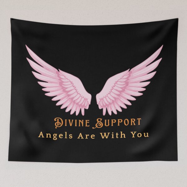 Item preview, Divine Support – Angels Are With You Spiritual Typography Design designed and sold by CosmicQuietLab.