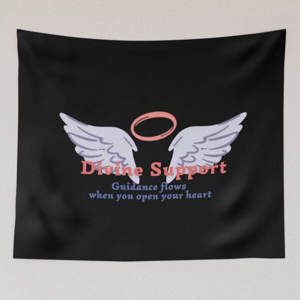 Item preview, Divine Support – Guidance Flows When You Open Your Heart Spiritual Typography Design designed and sold by CosmicQuietLab.