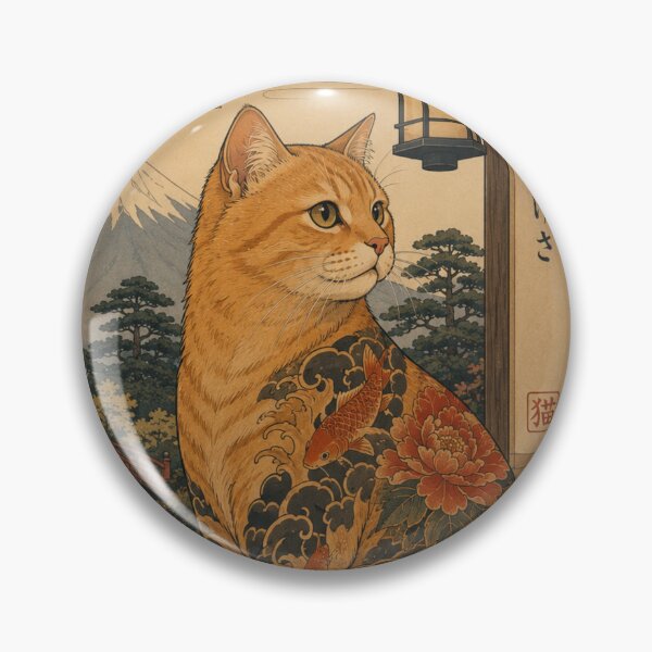 Item preview, Japanese inspired tattooed orange cat art designed and sold by *~*MagicCorner*~*.
