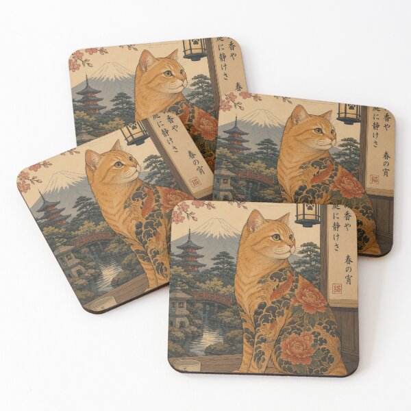 Item preview, Japanese inspired tattooed orange cat art designed and sold by *~*MagicCorner*~*.