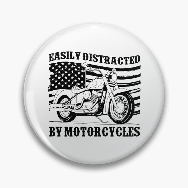 Item preview, Easily Distracted By Motorcycles Retro American Flag Biker designed and sold by Dmetalx Art Apparel.