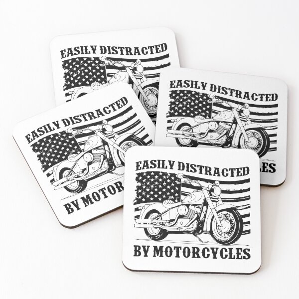 Item preview, Easily Distracted By Motorcycles Retro American Flag Biker designed and sold by Dmetalx Art Apparel.