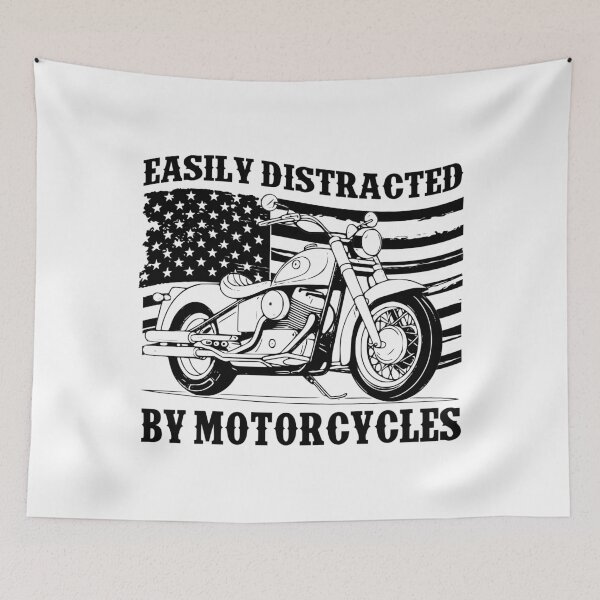 Item preview, Easily Distracted By Motorcycles Retro American Flag Biker designed and sold by Dmetalx Art Apparel.