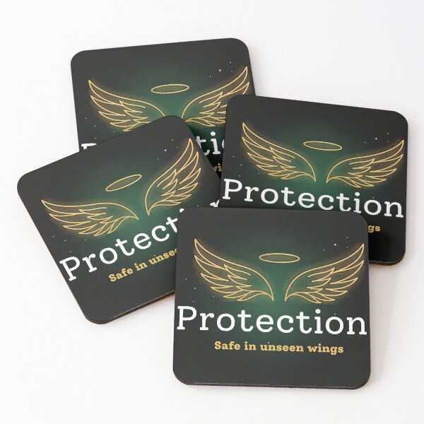 Item preview, Protection – Safe in Unseen Wings Spiritual Typography Design designed and sold by CosmicQuietStudio.