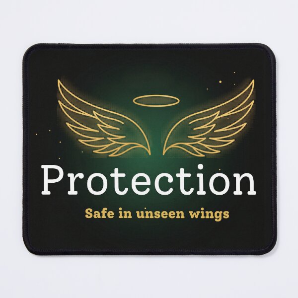 Item preview, Protection – Safe in Unseen Wings Spiritual Typography Design designed and sold by CosmicQuietLab.
