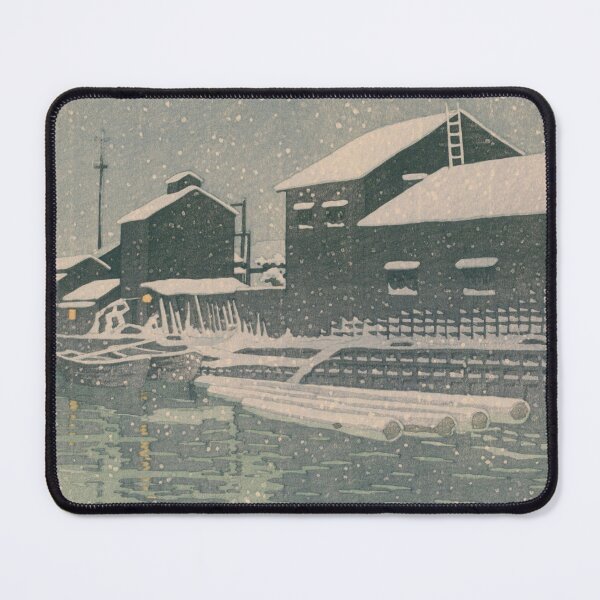 Item preview, Snow at Kiba Timber Yard - Kawase Hasui Shin-hanga designed and sold by vekotpu.