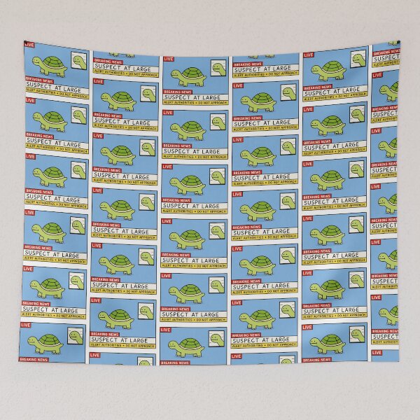 Item preview, Breaking News Turtle – Suspect at Large Funny Cartoon T-Shirt designed and sold by PlushTheory.