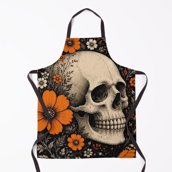 Item preview, Vintage Botanical Skull Orange Flowers Monarch Butterfly Gothic Art designed and sold by LYAN-STORE.