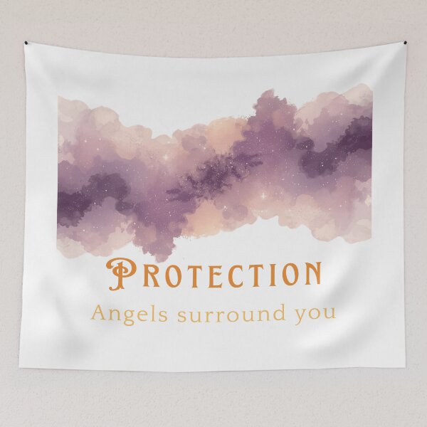 Item preview, Protection – Angels Surround You Spiritual Typography Design designed and sold by CosmicQuietLab.