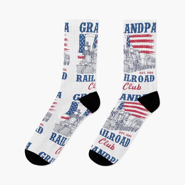 Artikelvorschau, Grandpa Railroad Club, historische Dampflokomotive, amerikanische Flagge entworfen und verkauft von Dmetalx Art Apparel.