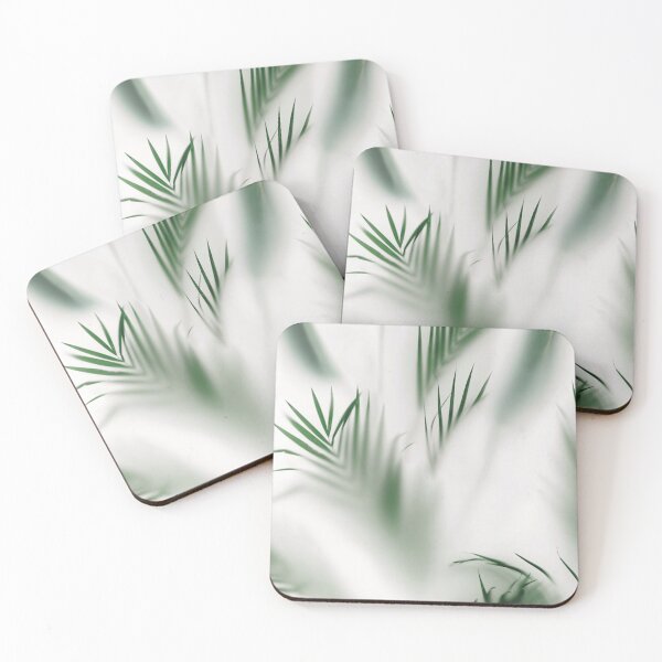 Item preview, Minimalist Sage Green Palm Leaves Frosted Glass Botanical Art designed and sold by LYAN-STORE.