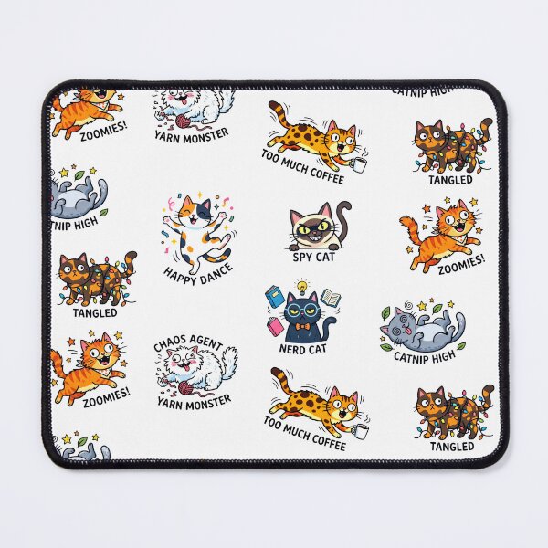 Item preview, Funny Cats Mood Sticker Pack Cute Cartoon Kitten Chaos designed and sold by LiluGross.