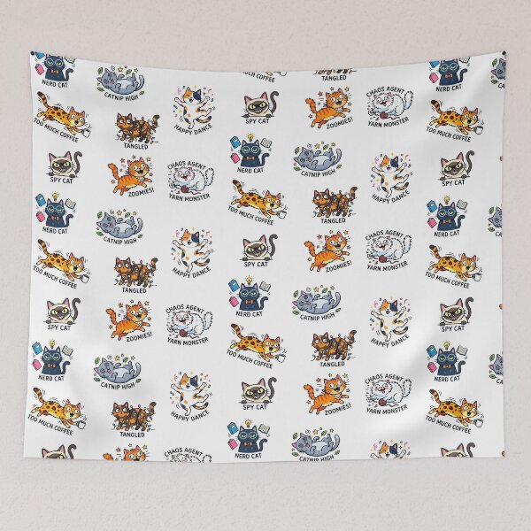 Item preview, Funny Cats Mood Sticker Pack Cute Cartoon Kitten Chaos designed and sold by LiluGross.