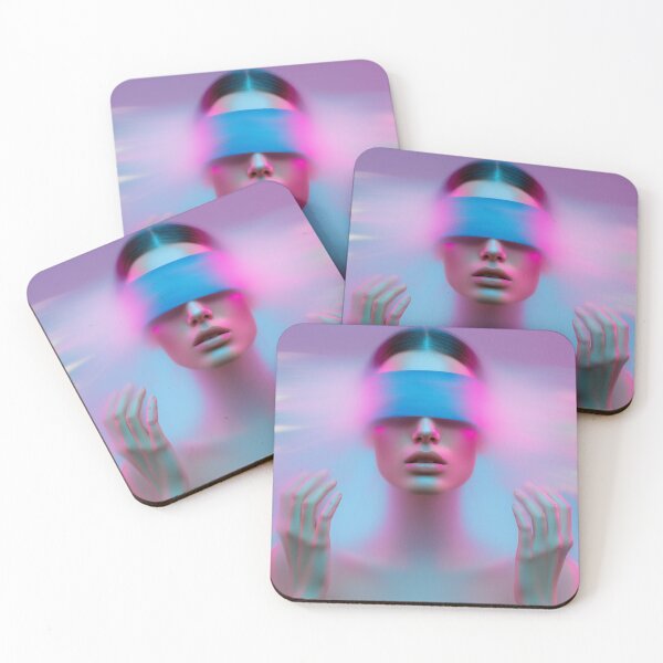 Item preview, Blindfolded woman in fog illuminated by neon light. designed and sold by Stardust Closet.