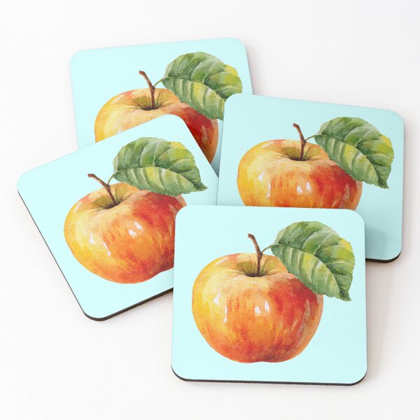 Item preview, Watercolor Apple with Green Leaf designed and sold by SweetLilith.