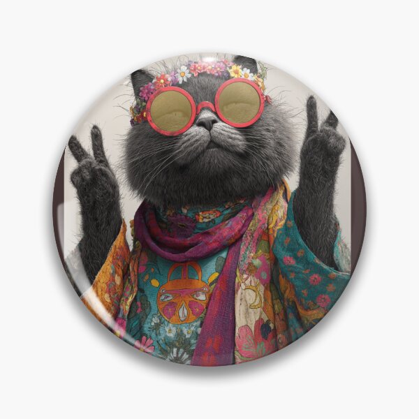Item preview, Groovy hippie cat-peace and love  designed and sold by PASSION AND FUN WORLD .