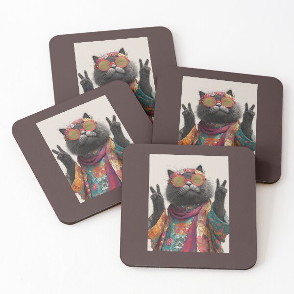 Item preview, Groovy hippie cat-peace and love  designed and sold by PASSION AND FUN WORLD .