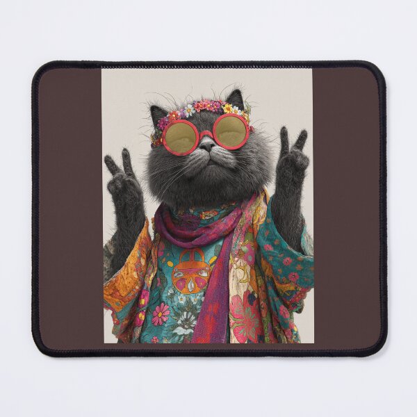 Item preview, Groovy hippie cat-peace and love designed and sold by PASSION AND FUN WORLD .