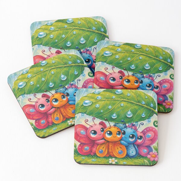 Item preview, Four Flutterbys shelter from rain under a leaf designed and sold by Nita Lesley Creates.