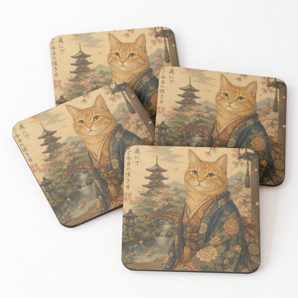 Item preview, Japanese inspired orange cat in kimono designed and sold by *~*MagicCorner*~*.