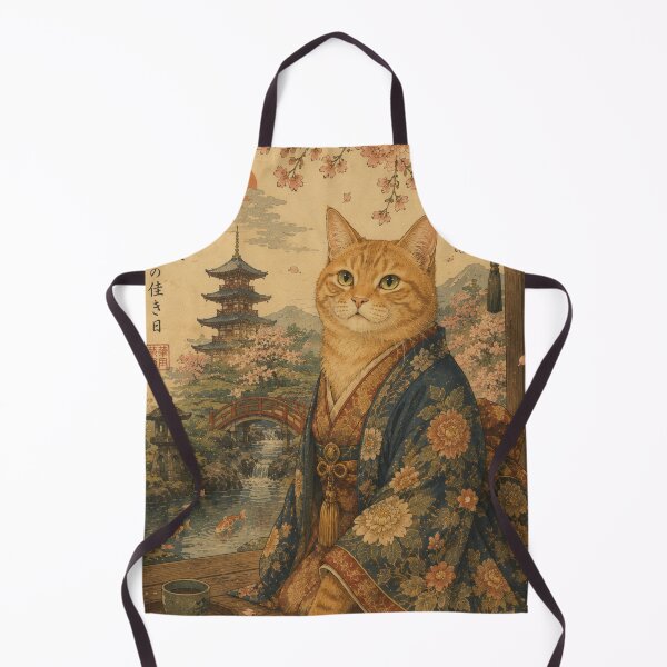 Item preview, Japanese inspired orange cat in kimono designed and sold by *~*MagicCorner*~*.