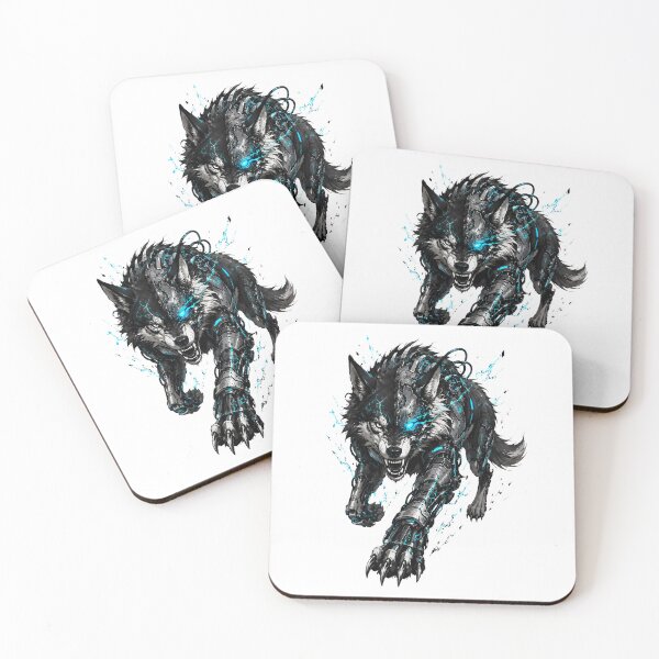 Item preview, Cybernetic Wolf Neon Blue Futuristic Animal designed and sold by Artmares.