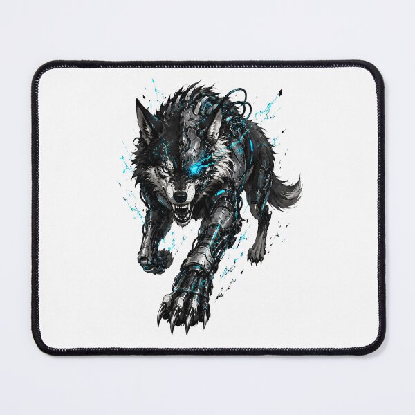 Item preview, Cybernetic Wolf Neon Blue Futuristic Animal designed and sold by Artmares.