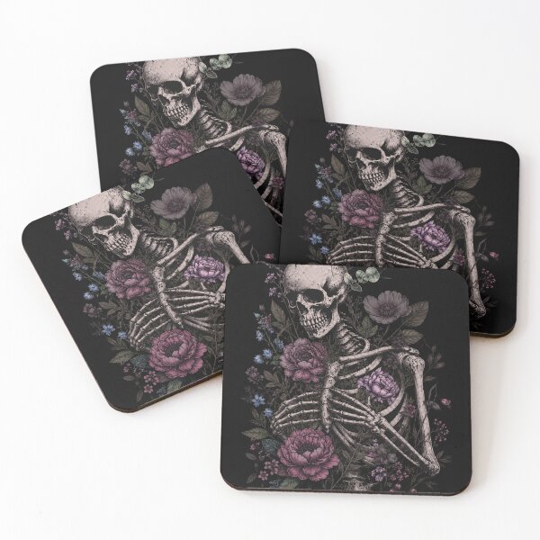 Item preview, Botanical Skeleton with Colorful Wildflowers | Gothic Floral Anatomy Art designed and sold by EVESTUDIOART.